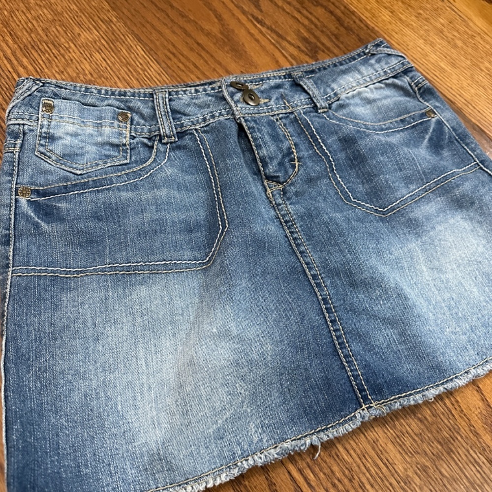 SO Y2K 90s Low Rise Denim Jean Mini Skirt Junior Size 5
